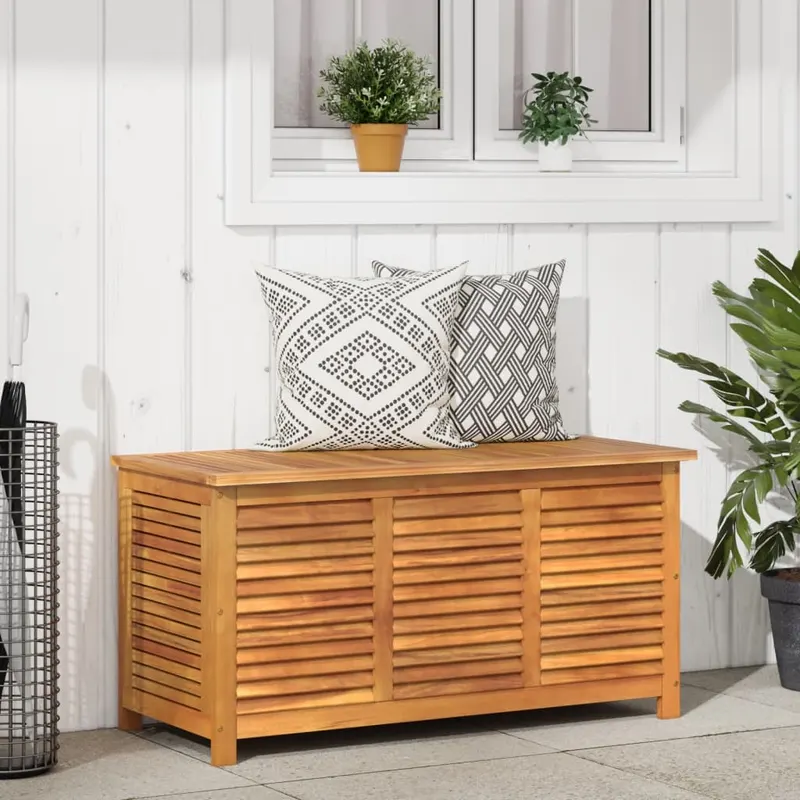lada depozitare gradina cu grilaj 113x50x56cm lemn masiv acacia