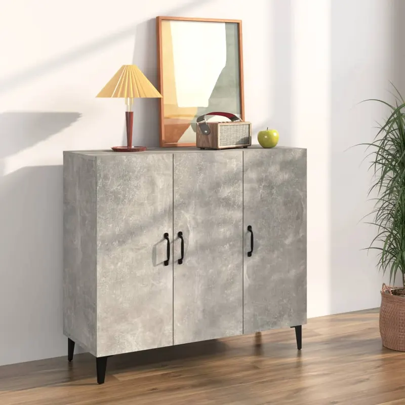 servanta, gri beton, 90x34x80 cm, lemn compozit