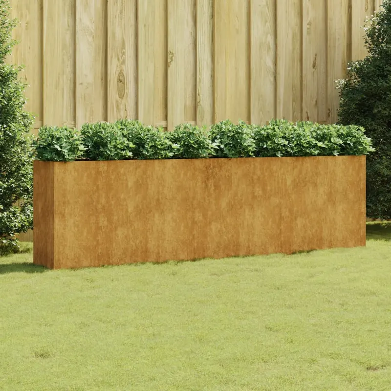 strat inaltat de gradina, 280x40x80 cm, otel corten