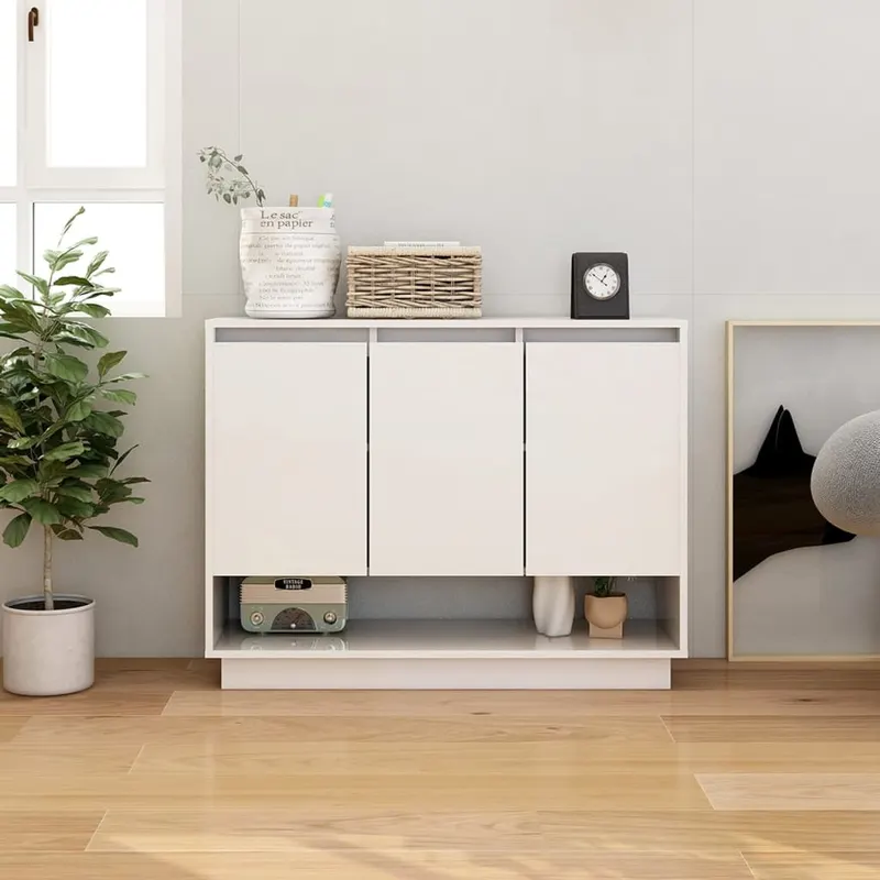 servanta, alb, 97x31x75 cm, lemn prelucrat