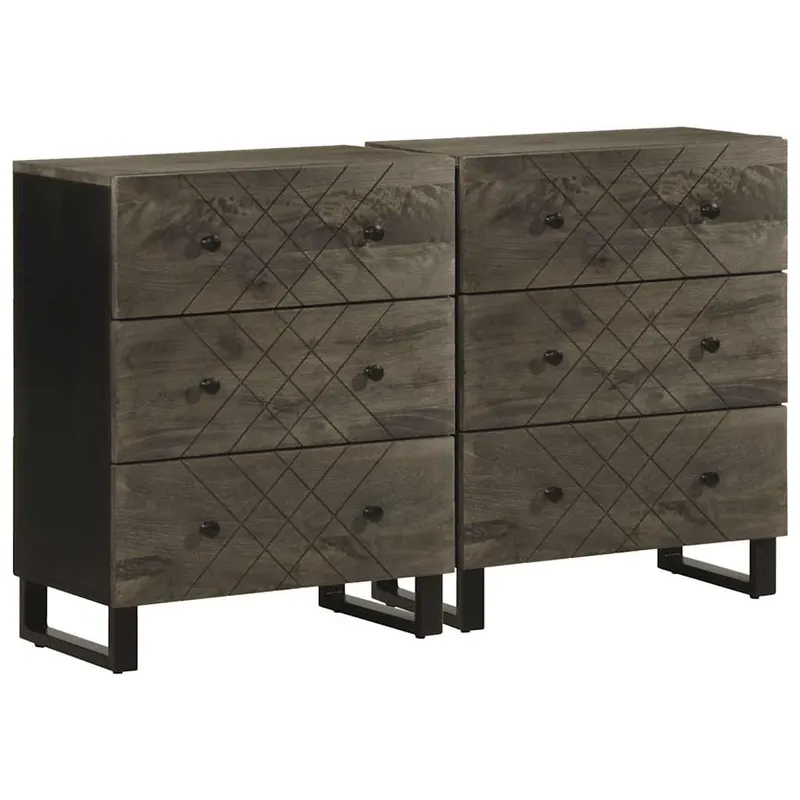 bufete 2 buc negru 60x33x75 cm lemn masiv mango