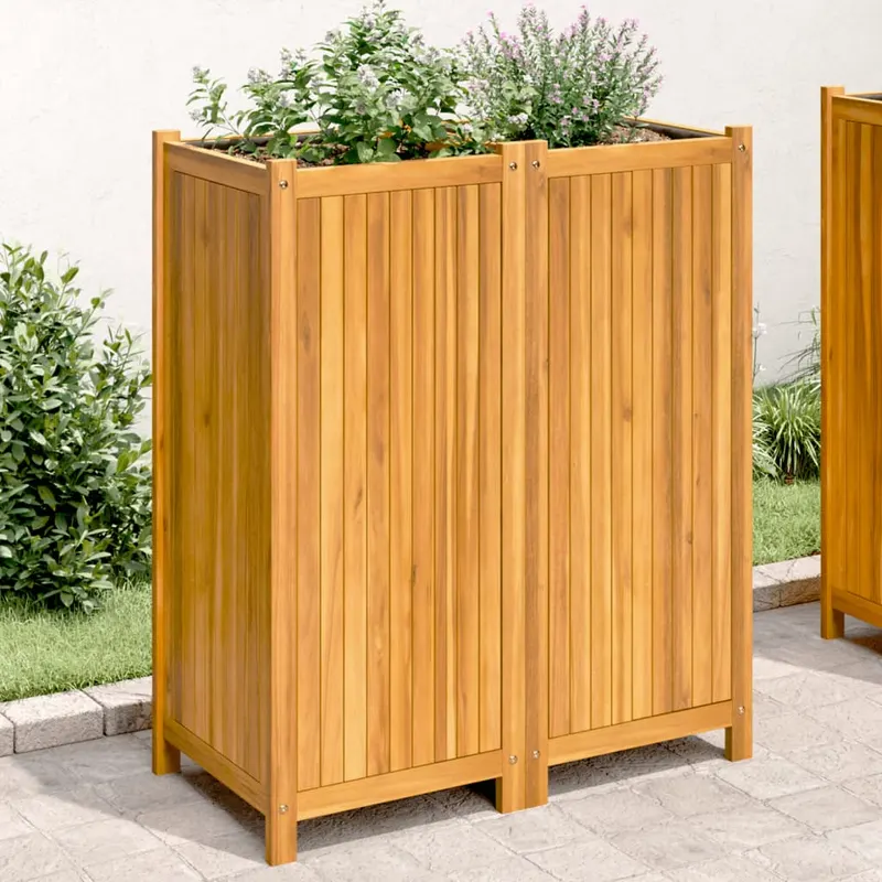 jardiniera de gradina cu captuseala, 84x42x100 cm, lemn acacia
