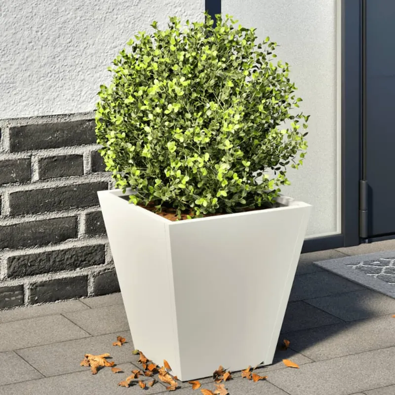 jardiniere de gradina, 2 buc., alb, 30x30x30 cm, otel