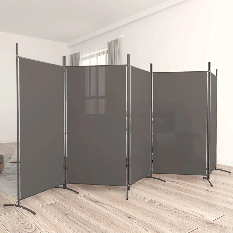 paravan de camera cu 5 panouri, antracit, 433x180 cm, textil