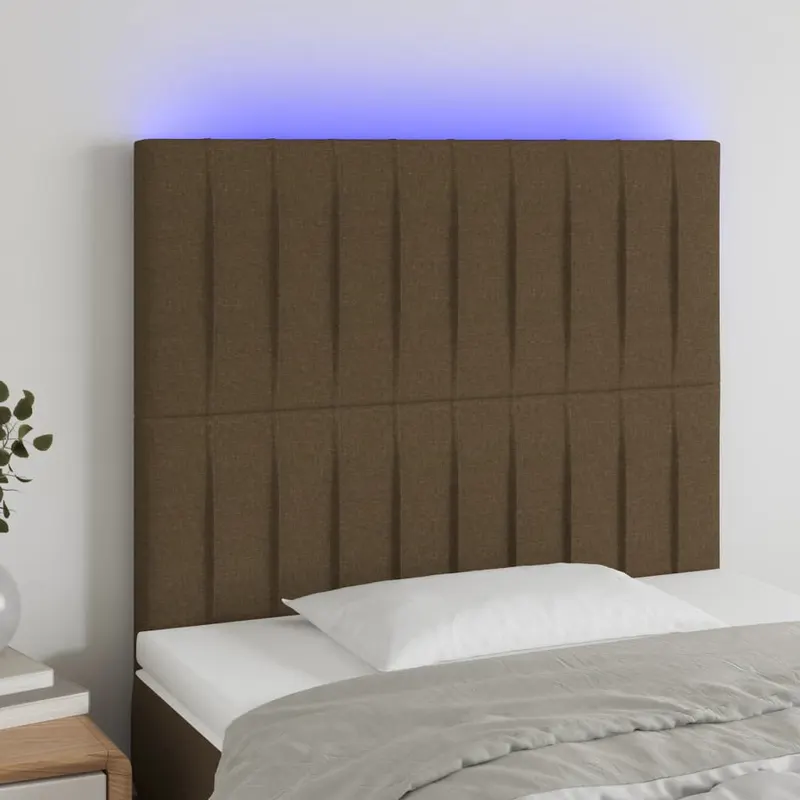 tablie de pat cu led, maro inchis, 80x5x118/128 cm, textil