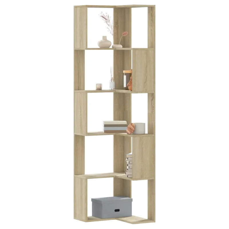 biblioteca 5 niveluri stejar sonoma 50x50x179cm lemn prelucrat