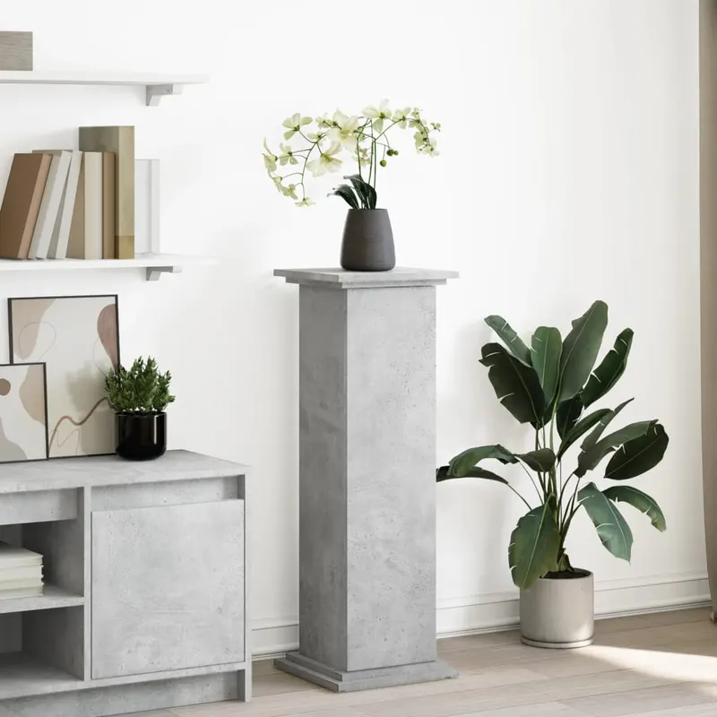 suport prezentare cu depozitare gri beton 31x30x90 cm lemn
