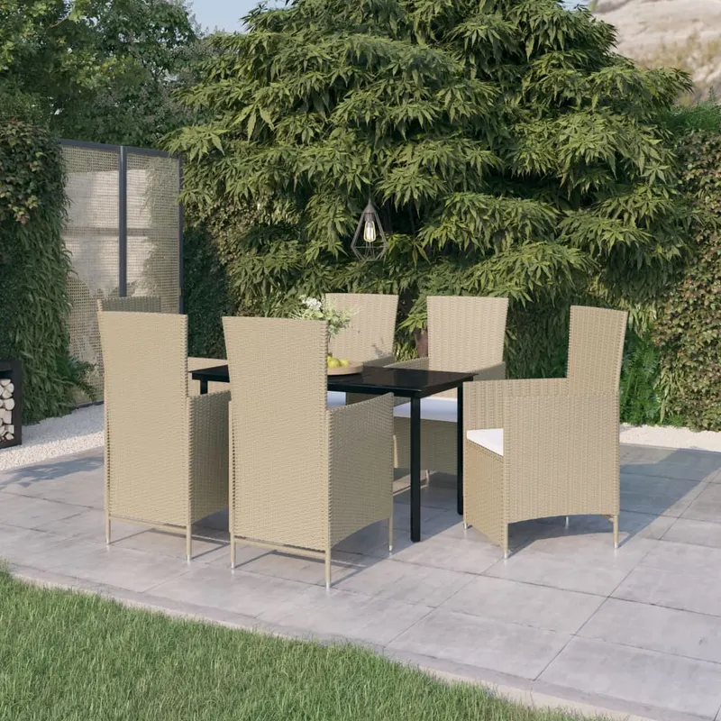 set de mobilier pentru gradina, cu perne, 7 piese, bej