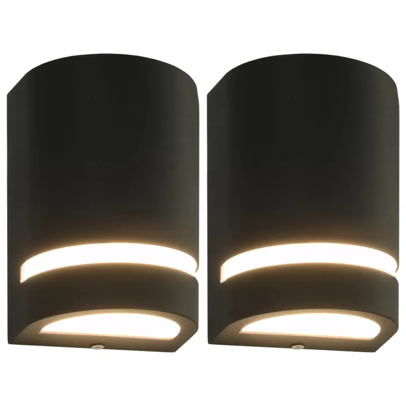 lampi de perete pentru exterior 2 buc. negru 35 w semirotund