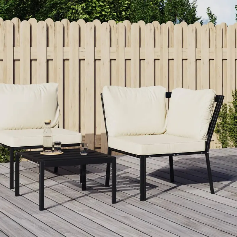 scaun de gradina cu perne nisipiu, 76x76x79 cm, otel