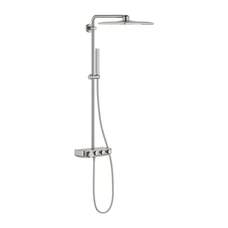 Coloana de dus cu baterie termostatata, crom periat, 2 jeturi, Grohe Euphoria SmartControl