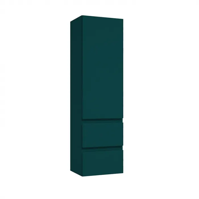 Dulap baie suspendat verde inchis mat, 140 cm, cu o usa reversibila si doua sertare, Defra Como