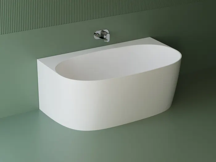 Cada freestanding dreptunghiulara, compozit alb lucios,148x86x58 cm, Versailles