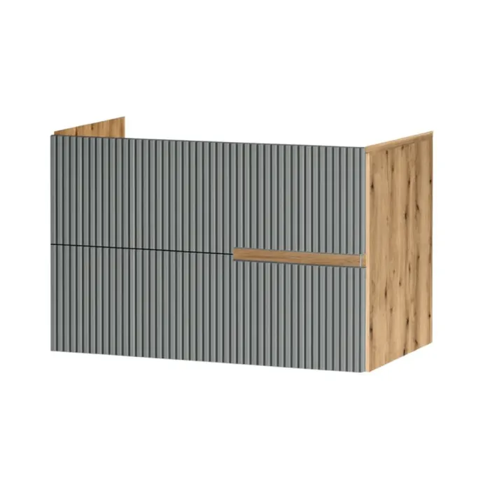 Mobilier pentru lavoar pe blat, finisaj riflat 80 cm, verde, Fluminia Malta
