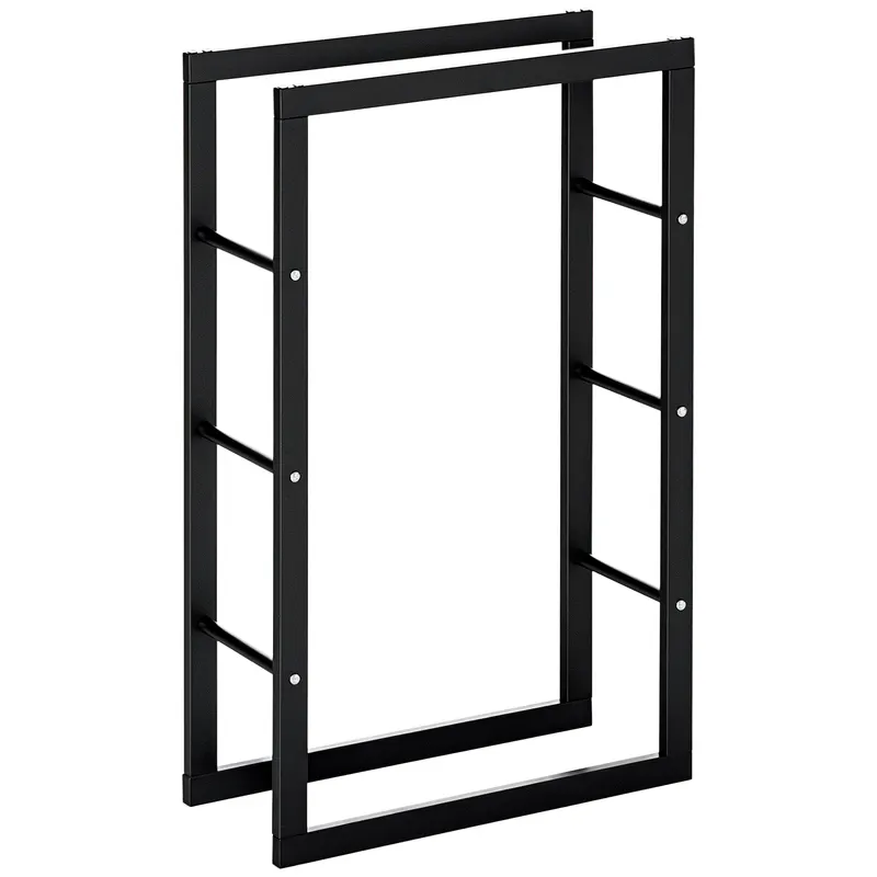 HOMCOM Suport Lemne pentru Interior și Exterior din Țevi de Fier, Capacitate 100 kg, 60x25x100 cm