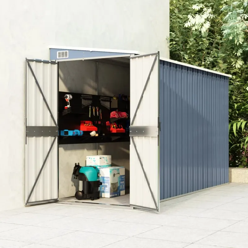 Sopron gradina/montaj perete gri 118x288x178 cm otel galvanizat