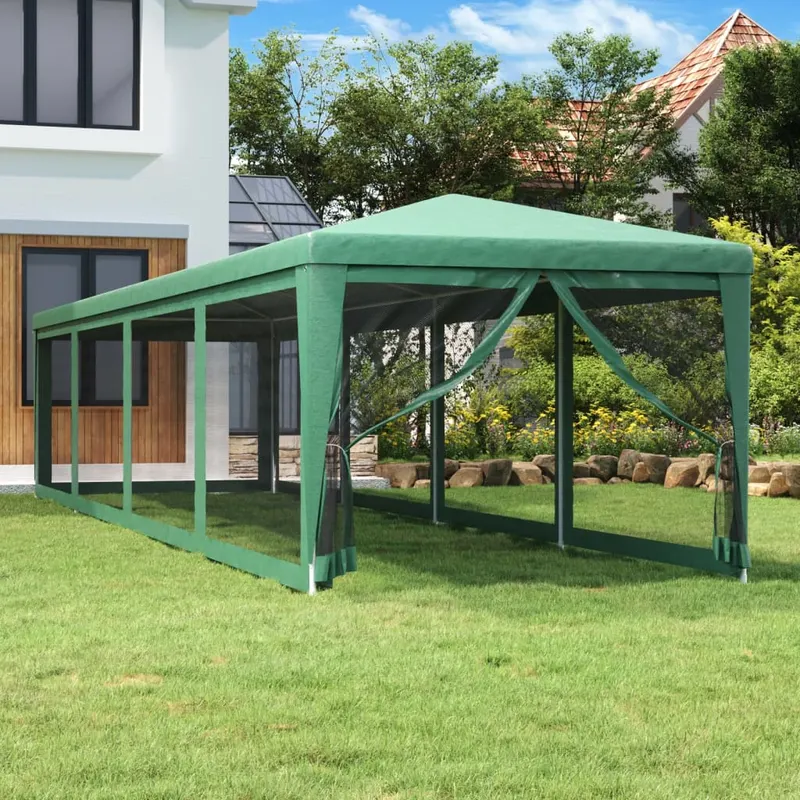cort de petrecere cu 10 pereti din plasa, verde, 3x12 m, hdpe