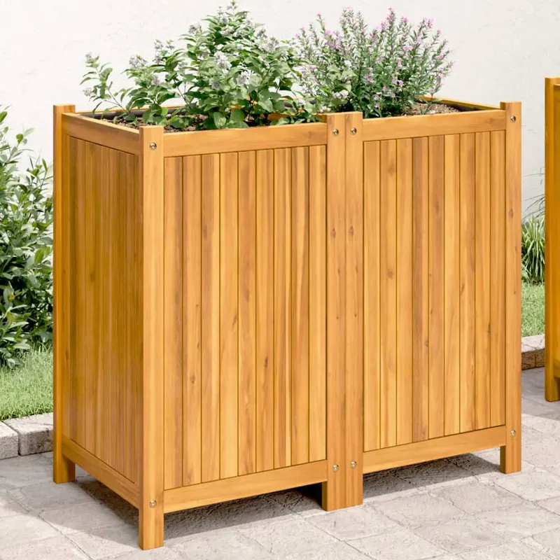jardiniera de gradina cu captuseala, 84x42x75 cm, lemn acacia
