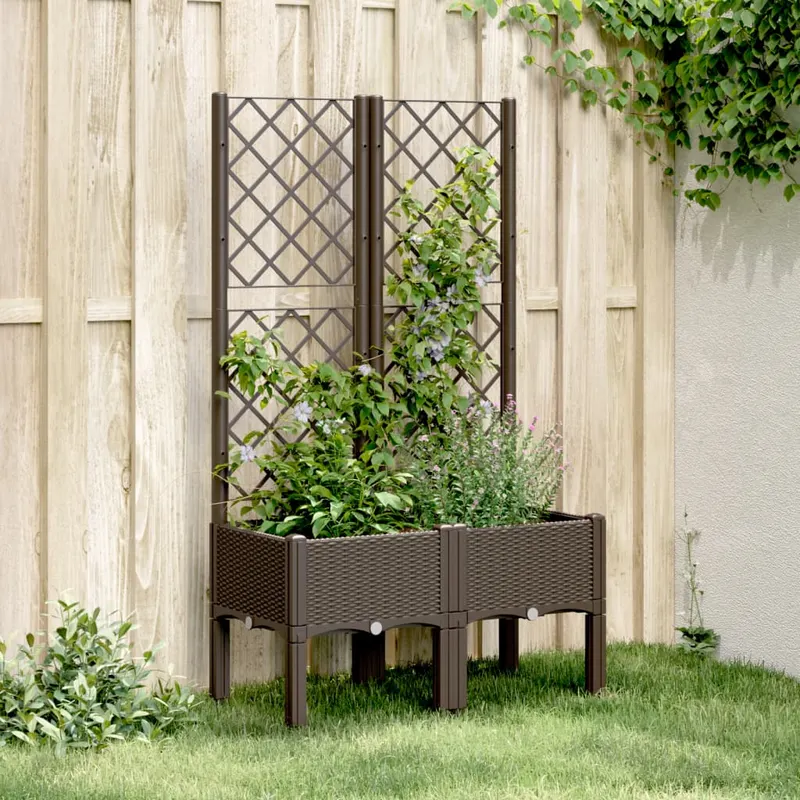 jardiniera de gradina cu spalier, maro, 80x40x142 cm, pp