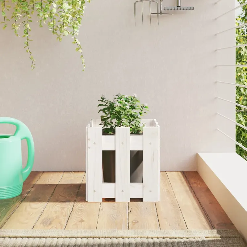 jardiniera gradina design gard, alb, 30x30x30 cm lemn masiv pin
