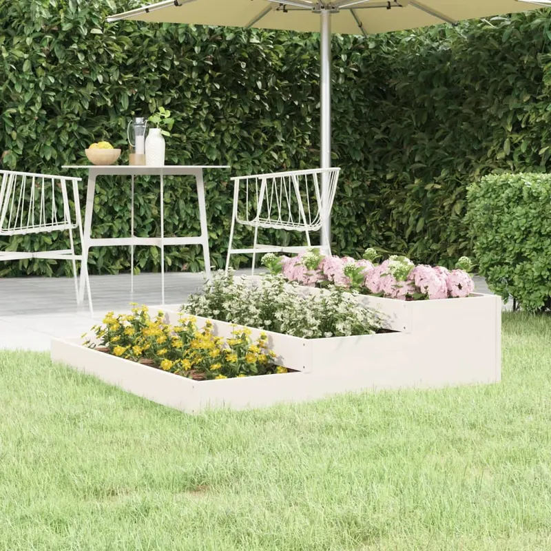 jardiniera, alb, 107x107x27 cm, lemn masiv de pin