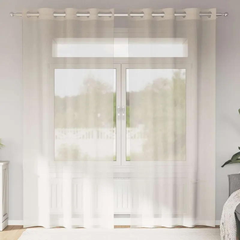 perdele voile cu oeli 2 buc crem 140x245 cm