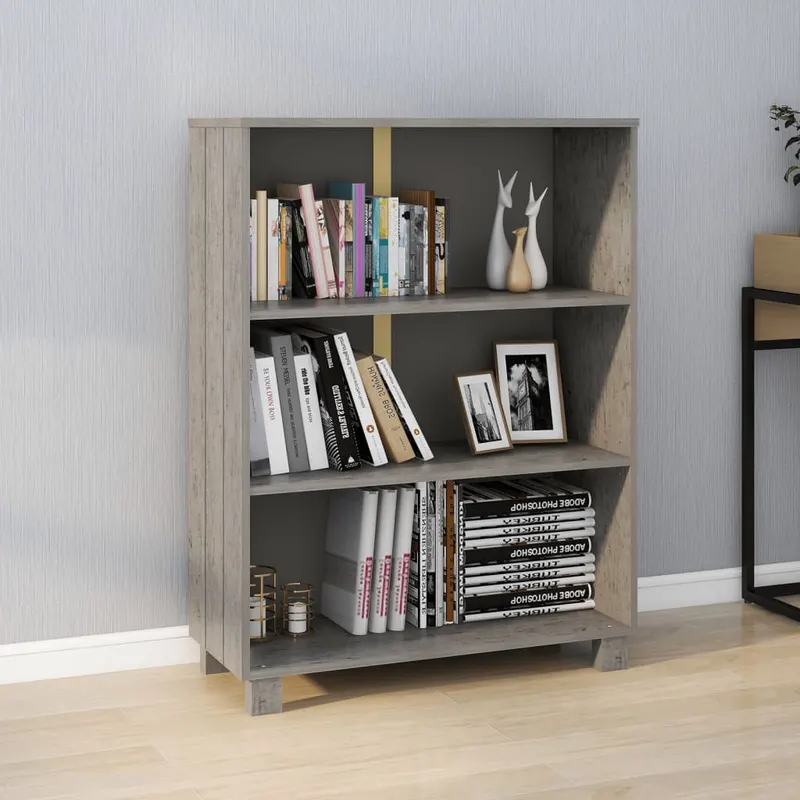 raft carti „hamar” gri deschis 85x35x112 cm, lemn masiv de pin