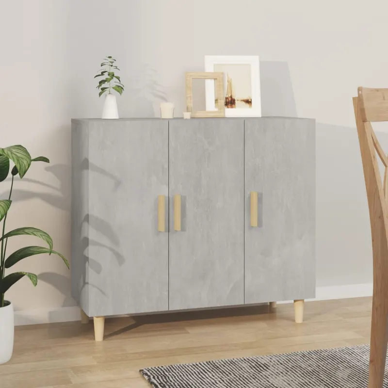 servanta, gri beton, 90x34x80 cm, lemn compozit