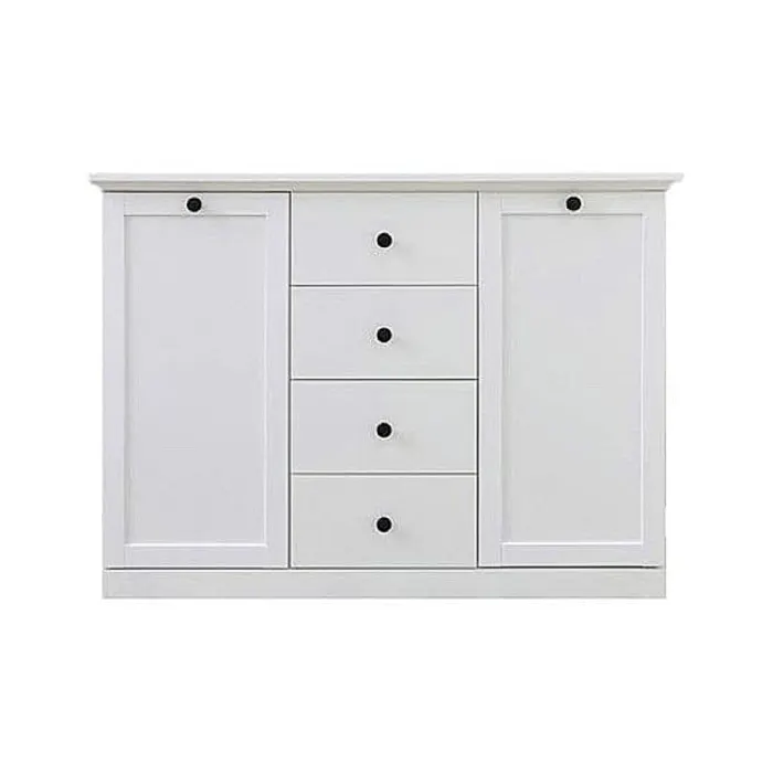 Comoda BRANDSON, 2 usi, 4 sertare, alb, 119x41x88 cm