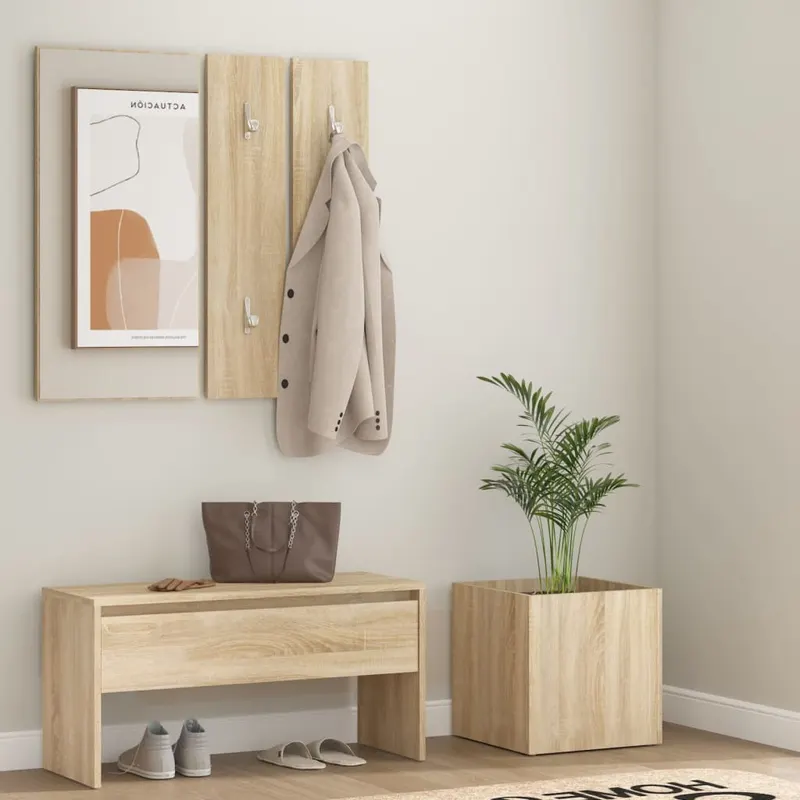 set de mobilier pentru hol, stejar sonoma, lemn prelucrat