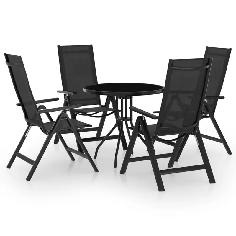 set mobilier bistro, 5 piese, negru si antracit