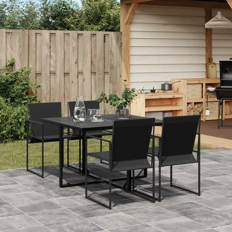 set mobilier de gradina, 5 piese, negru, textilena