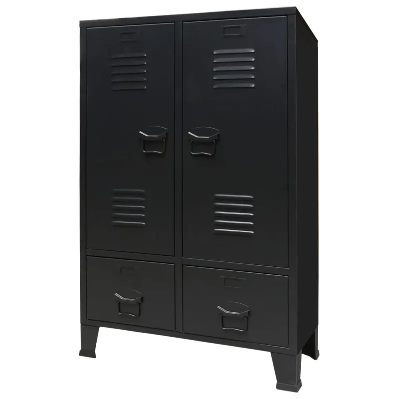sifonier, stil industrial, 67 x 35 x 107 cm, negru, metal