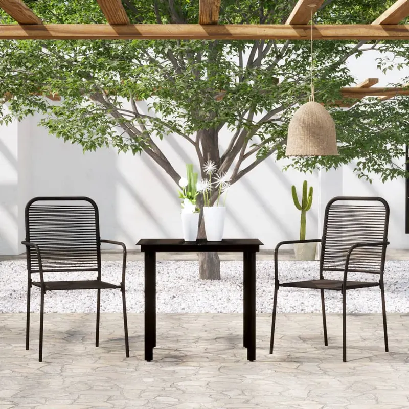 set de mobilier pentru gradina, 3 piese, negru