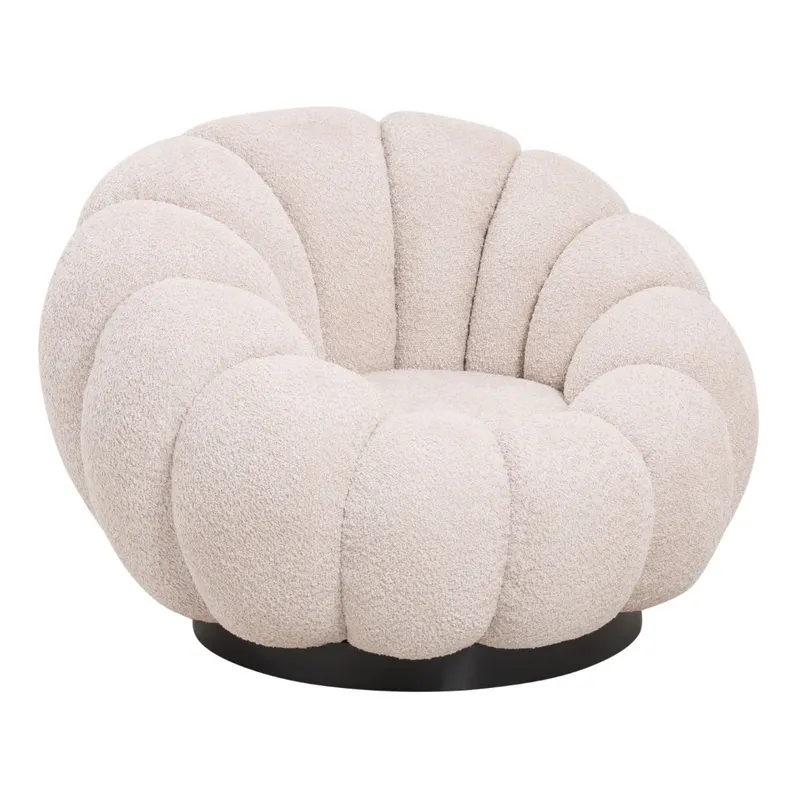 Fotoliu NIRO SWIVEL BOUCLE - Cream