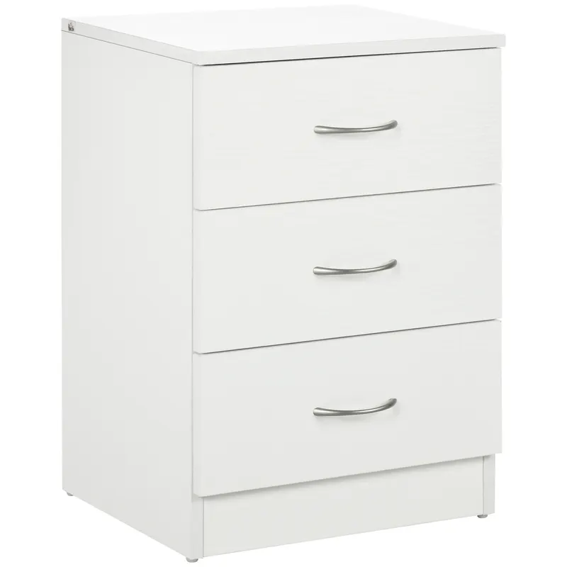 HOMCOM Noptieră pentru Dormitor cu 3 Sertare, 40X35x58 cm, Albă