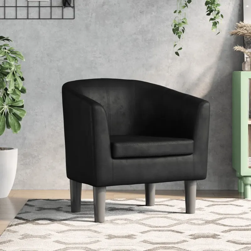 fotoliu tip cuva, negru, piele ecologica