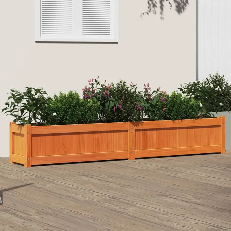 jardiniera de gradina, maro ceruit, 180x31x31 cm lemn masiv pin
