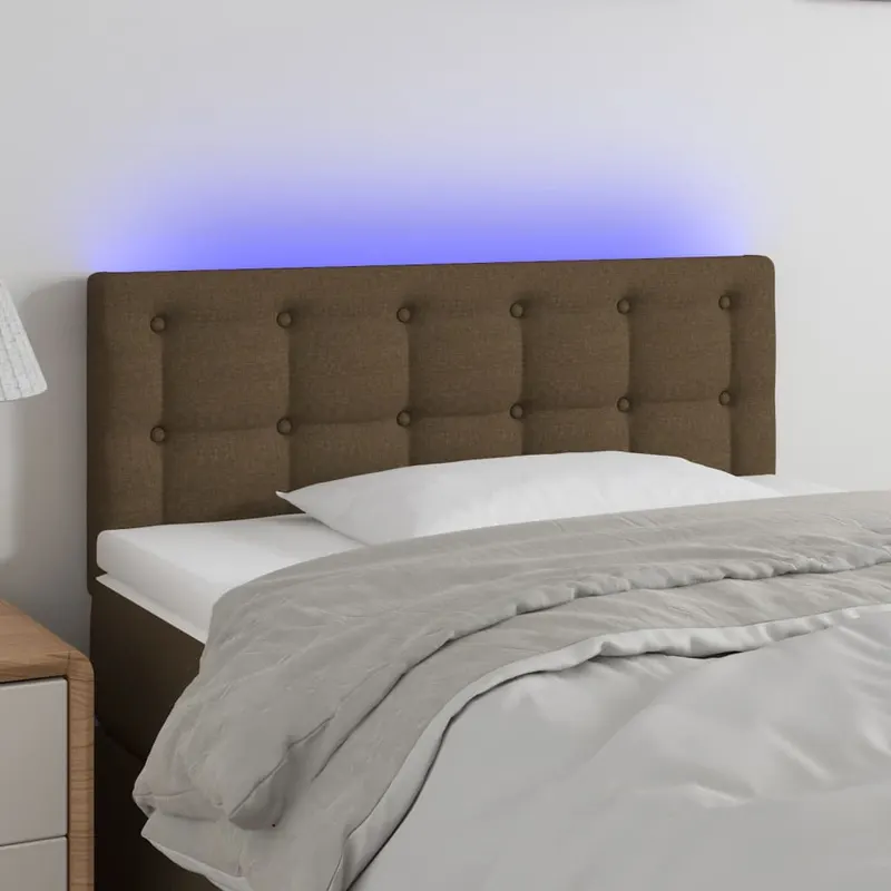 tablie de pat cu led, maro inchis, 80x5x78/88 cm, textil