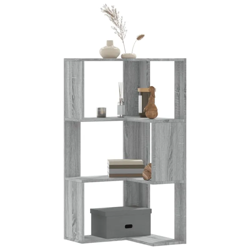 biblioteca cu 3 niveluri gri sonoma 50x50x102 cm lemn prelucrat