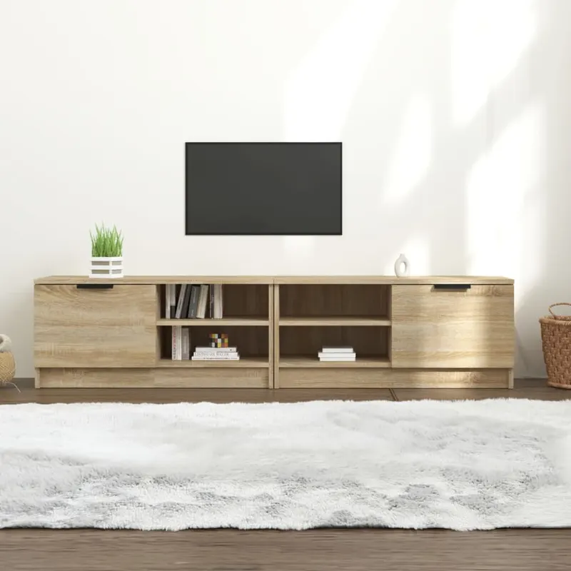comoda tv, 2 buc., stejar sonoma, 80x35x36,5 cm, lemn prelucrat