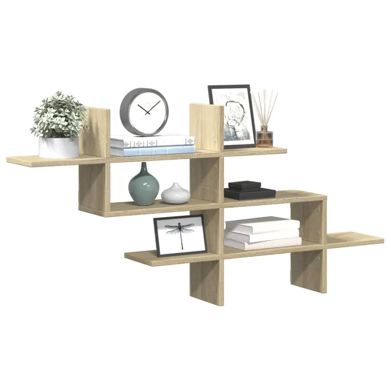 raft de perete, stejar sonoma, 124,5x18x60,5 cm, lemn prelucrat