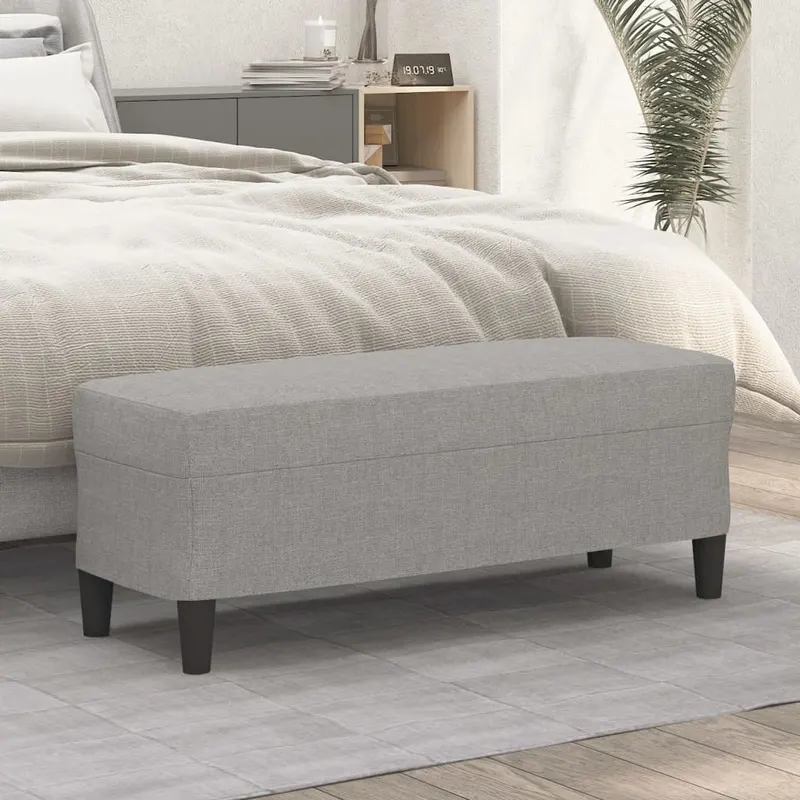 banca, gri deschis, 100x35x41 cm, textil