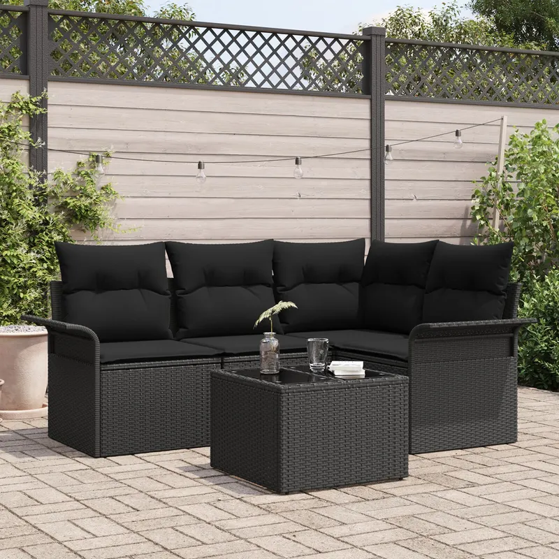set canapea 5 piese gradina cu pernite bej poliratan