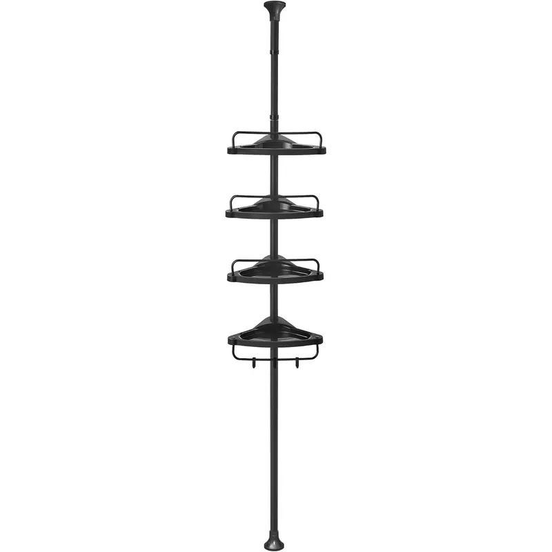 Etajera colt dus 4 rafturi inaltime reglabila otel plastic, 35x25x305 cm, telescopic, negru