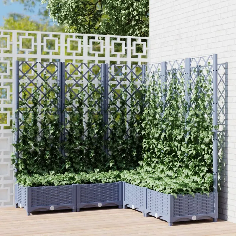 jardiniera de gradina cu spalier,gri inchis,120x120x121,5cm, pp