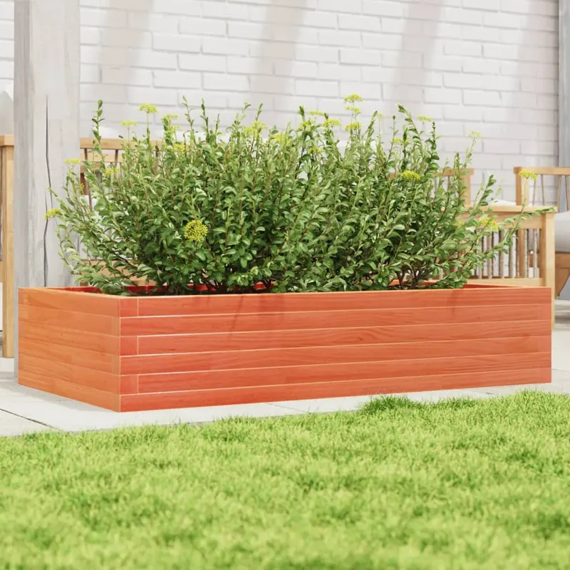 jardiniera de gradina, maro ceruit, 110x60x23cm, lemn masiv pin