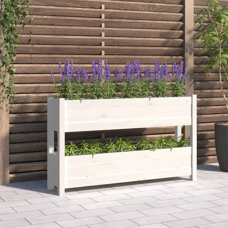 jardiniera, alb, 112x25x66 cm, lemn masiv de pin