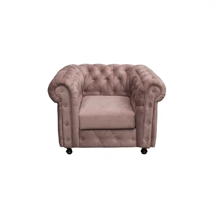 Fotoliu CHESTERFIELD cu arcuri, roz prafuit, 105x90x80 cm