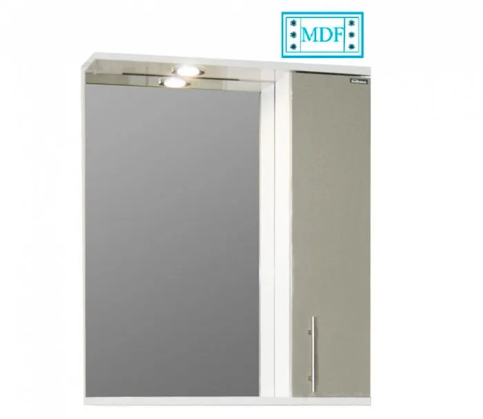 Dulap baie suspendat seria 020 cu oglinda, front MDF, montat, taupe, 60x71 cm